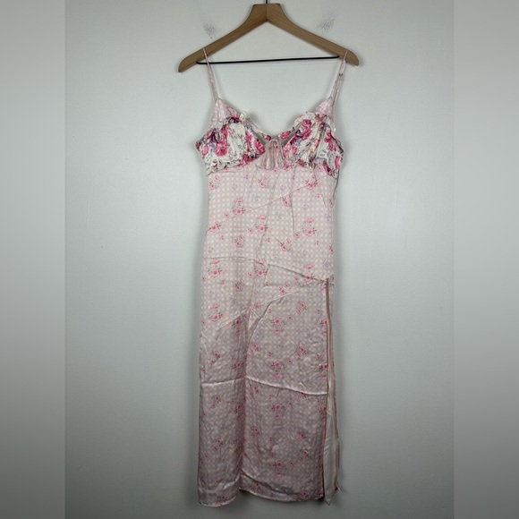 For Love and Lemons Taylor Floral Satin Coquette Girly Midi Dress Sz S - Picture 5 of 10